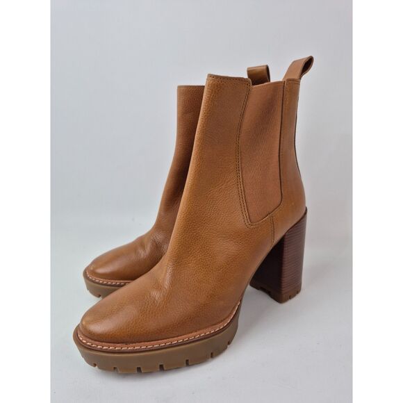 Tory Burch Women's Toasted Caramel Tan Leather Chelsea 70mm Lug Bootie Size 10 M - Picture 2 of 7